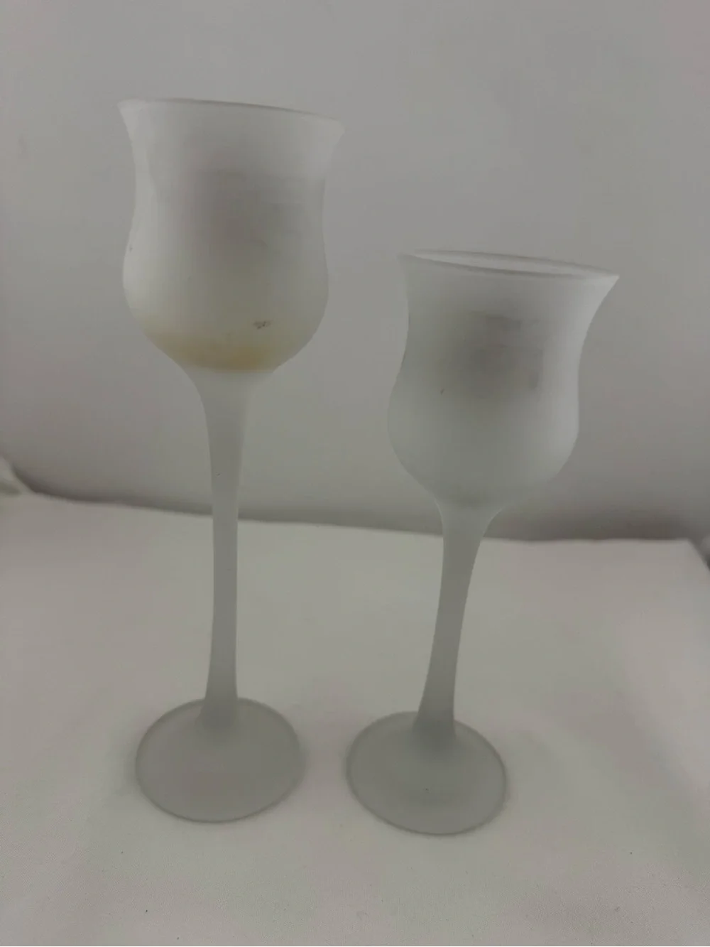 Vintage L.E. Smith frosted glass stemmed votive candle holders